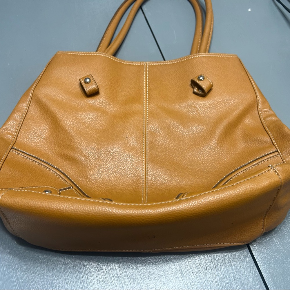 Nine West medium soft leather tan satchel